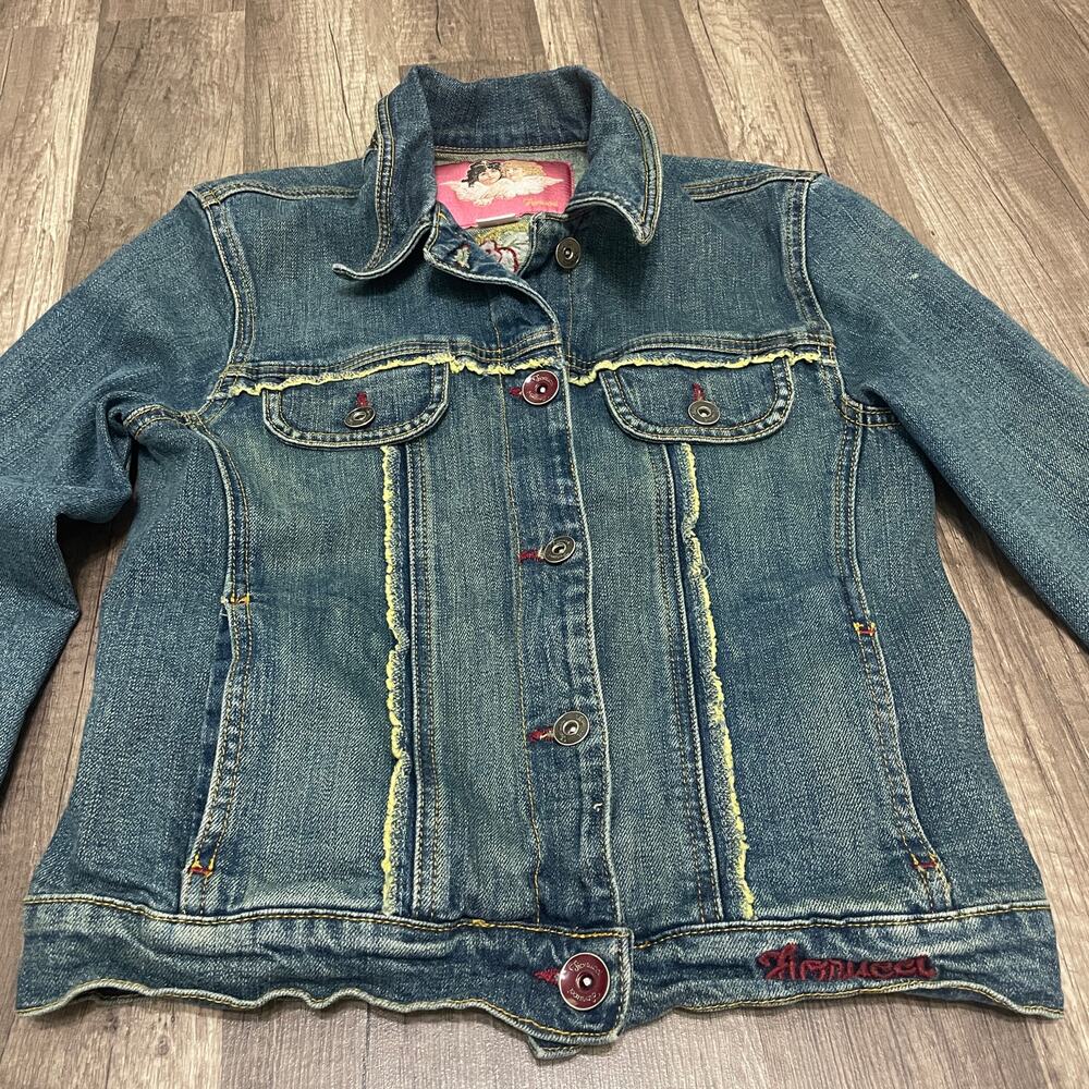 Vintage Fiorucci Embroidered Floral Denim Jacket Women’s Medium